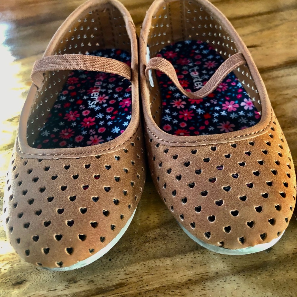 Toddler Girls Carter's Faux Suede Dark Tan/Brown Ballet Flats Mary Janes Size 8 - Picture 10 of 14